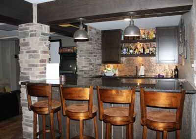 Modern Basement Area Showcasing Comfortable Bar Seating in Menasha, WI 